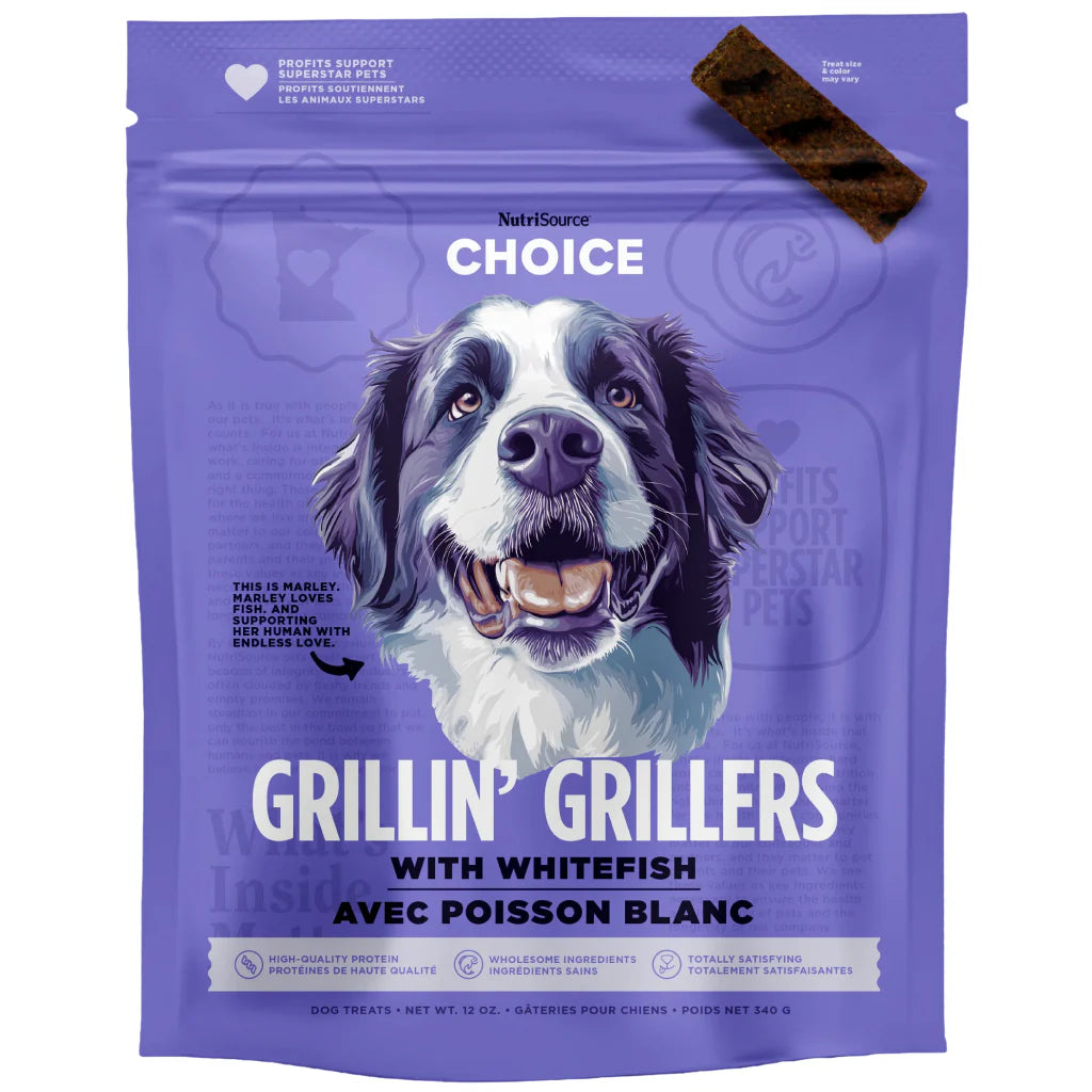 NutriSource Choice Grillin' Grillers with Whitefish Dog Treats 12 oz
