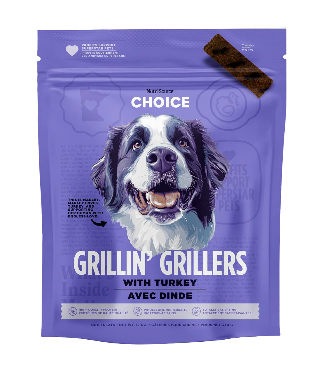 NutriSource Choice Grillin' Grillers with Turkey Dog Treats 12 oz