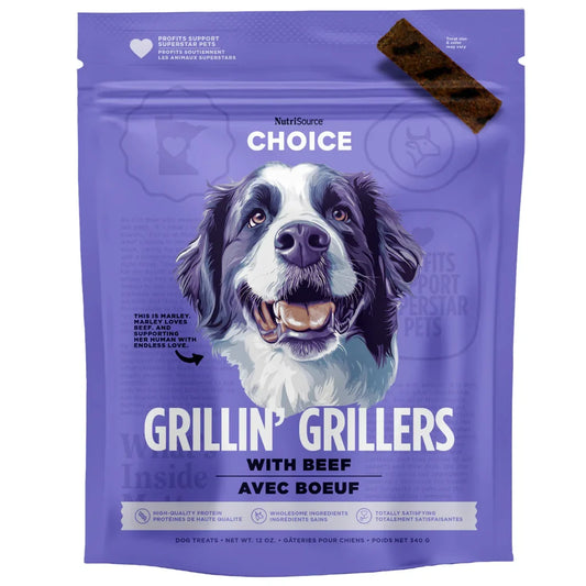 NutriSource Choice Grillin' Grillers with Beef Dog Treats 12 oz