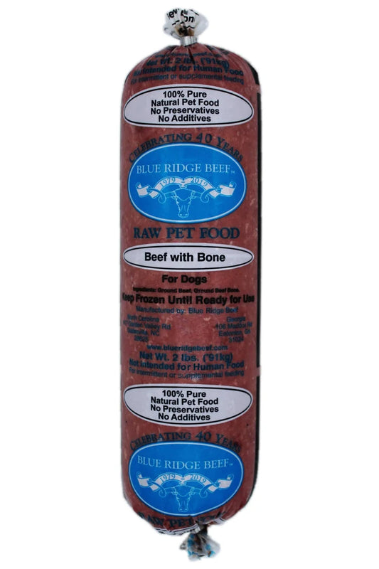 Blue Ridge Beef Frozen Dog Food Beef with Bone 2lb