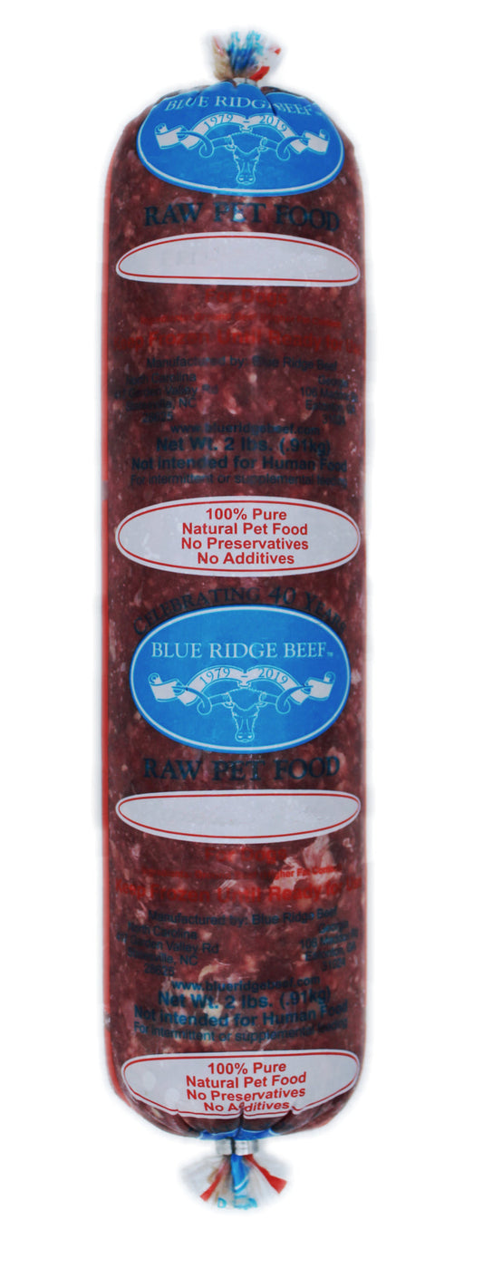 Blue Ridge Beef Frozen Dog Food Breeders Choice 2lb Chubs