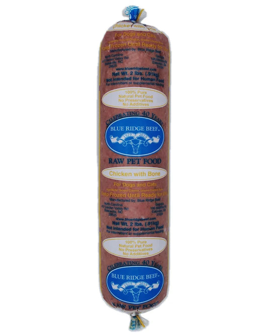 Blue Ridge Beef Dog Cat Frozen Chicken w/ Bone 2LB Chubs