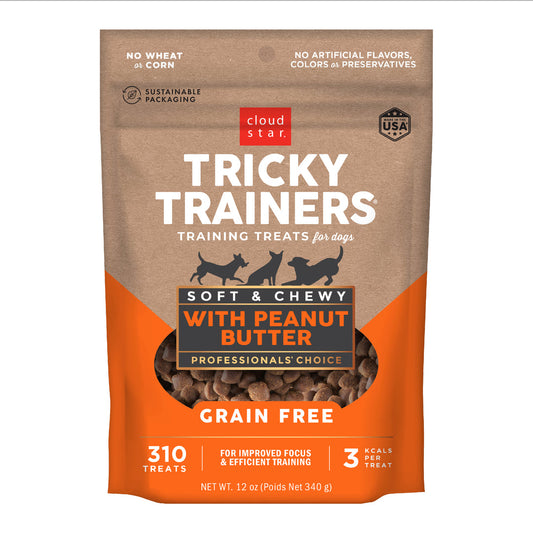 Cloud Star Tricky Trainers Grain Free Chewy Peanut Butter 12 oz